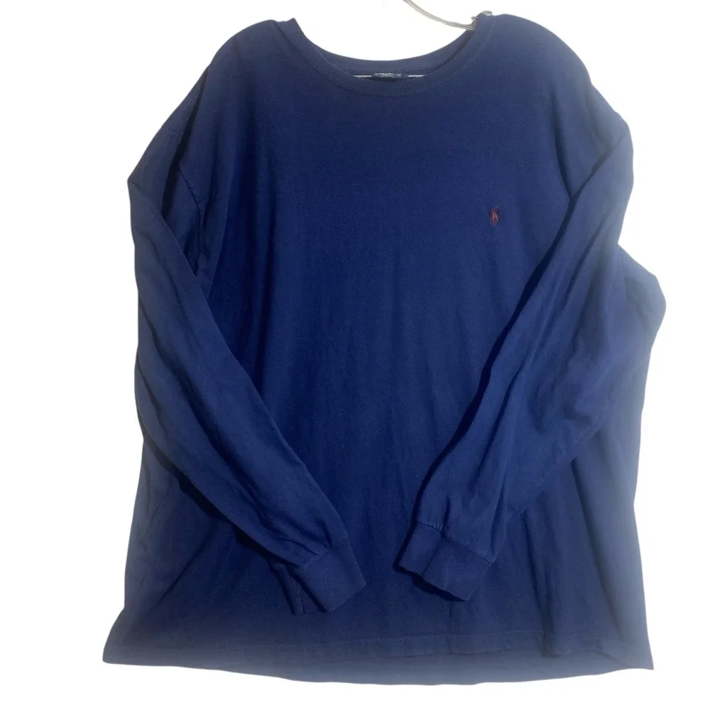 Polo Ralph Lauren‎ Long Sleeve Navy Blue Shirt Men's XXL Red Pony Logo